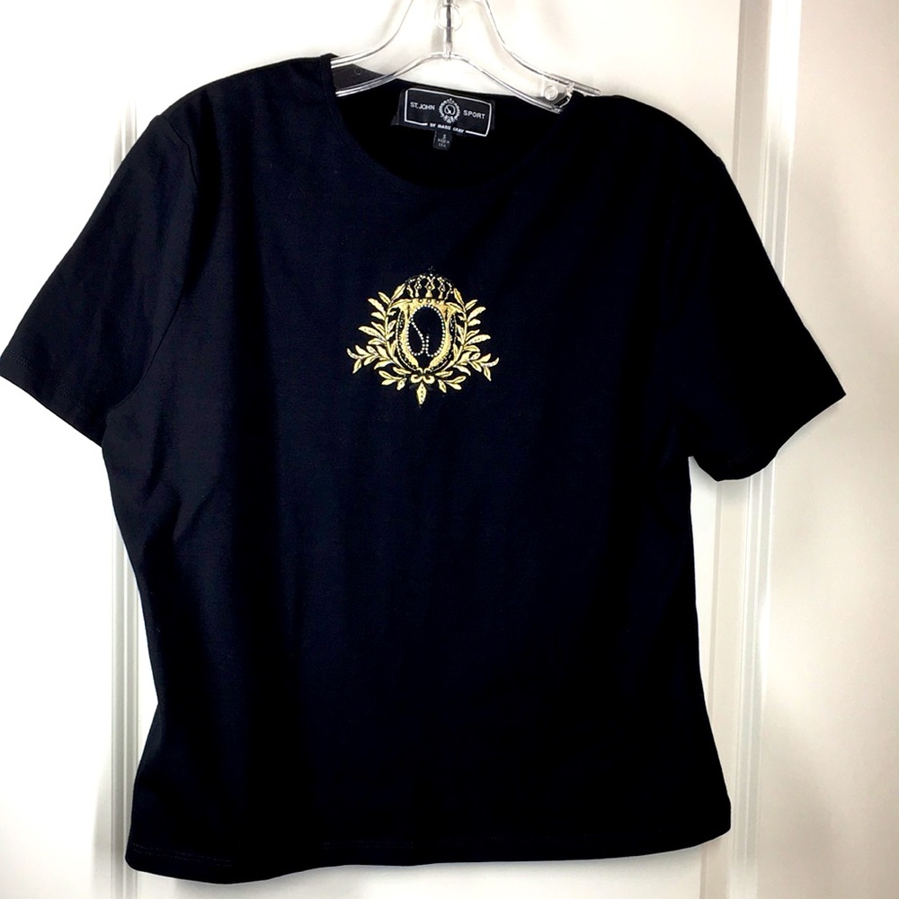 New St. John S Logo Black Short Sleeve Top